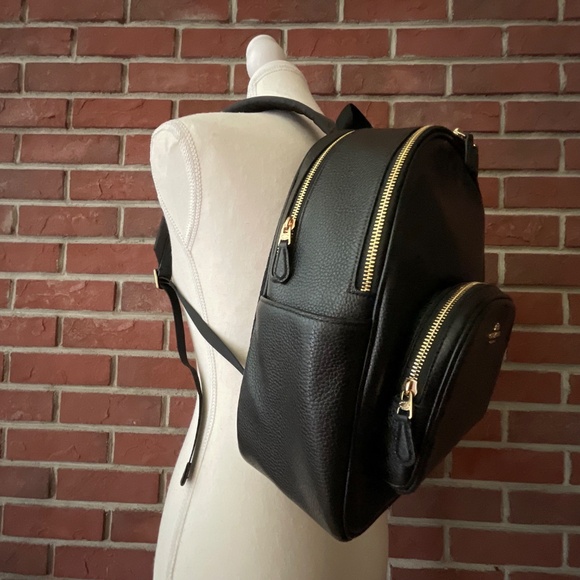 Coach 5666 Medium Court Backpack Black Pebble Leather - Picture 9 of 16